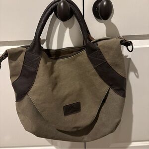 K2 Classic Fashion Messenger Olive and Brown Tote Canvas Bag